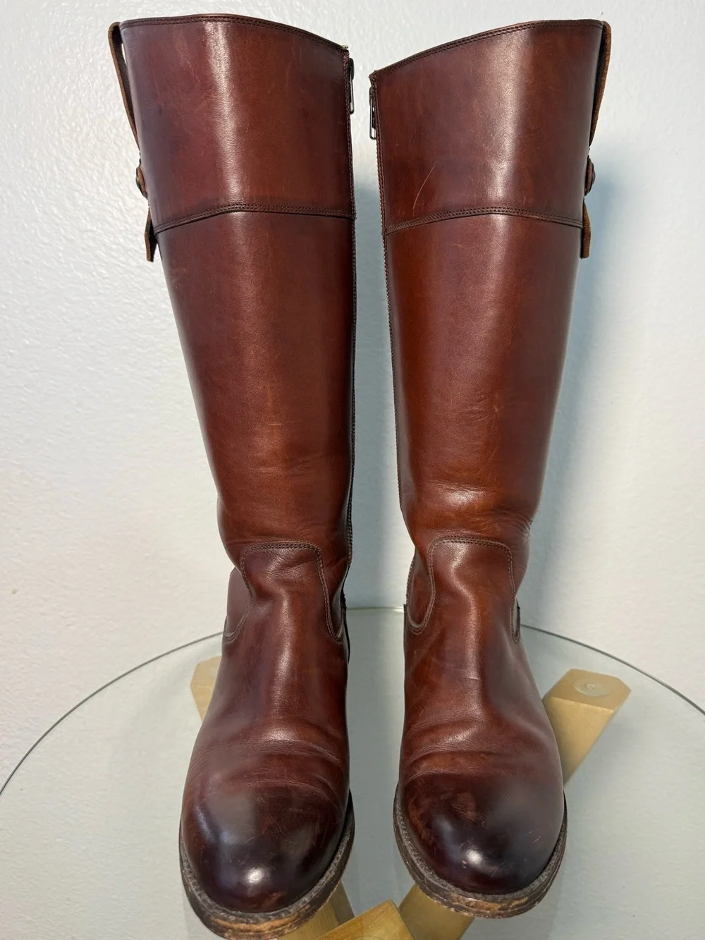 Frye Jayden Button Tall Riding Boots Redwood Wide Extended Calf - Picture 2 of 12